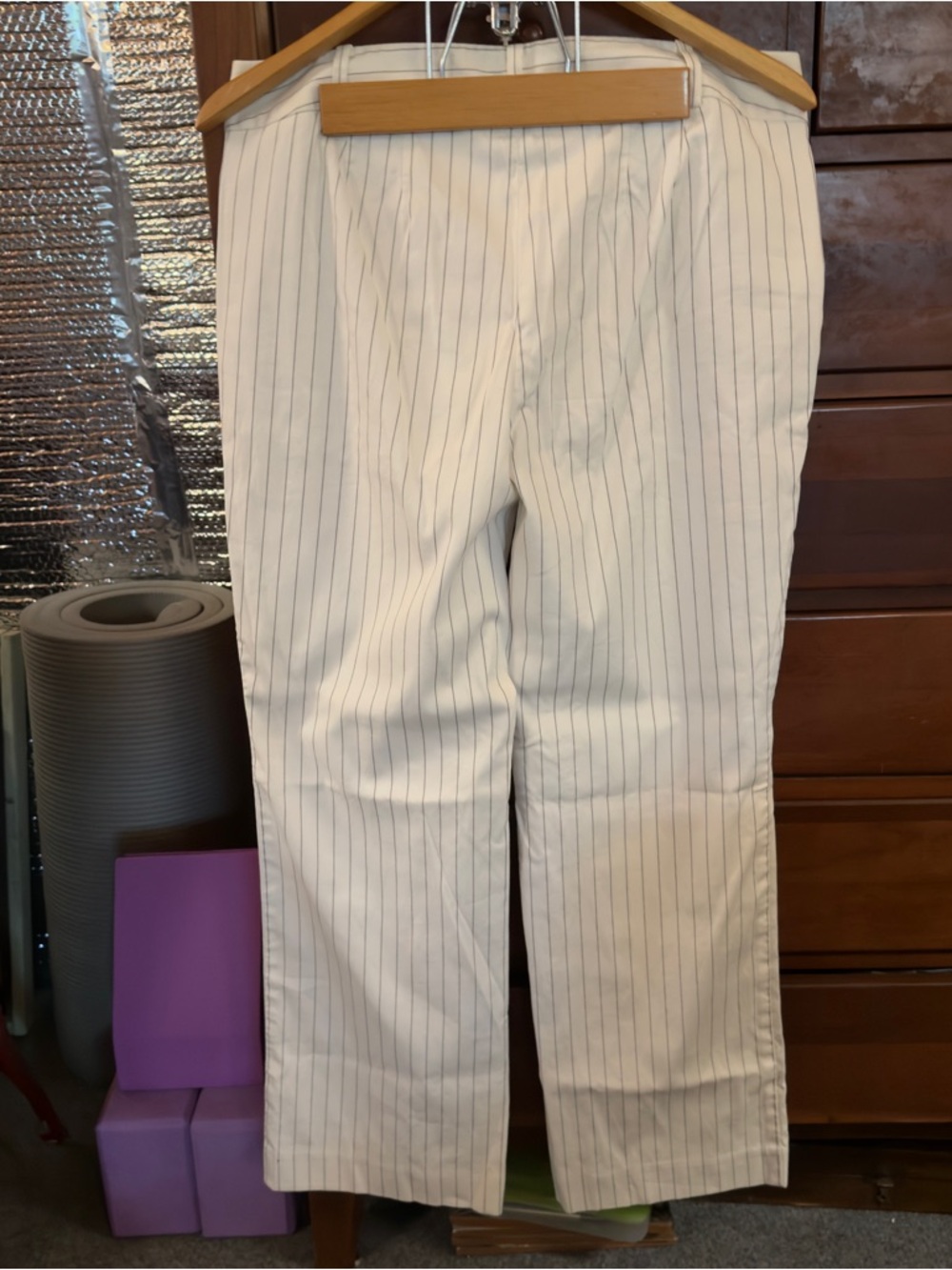 Talbots Signature Straight Leg Chino White with Gray Stripes Size 12P - Picture 7 of 7